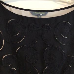 Catherine Malandrino Cap Sleeve Top with Black Cutouts Overlay &Ivory Lining XS